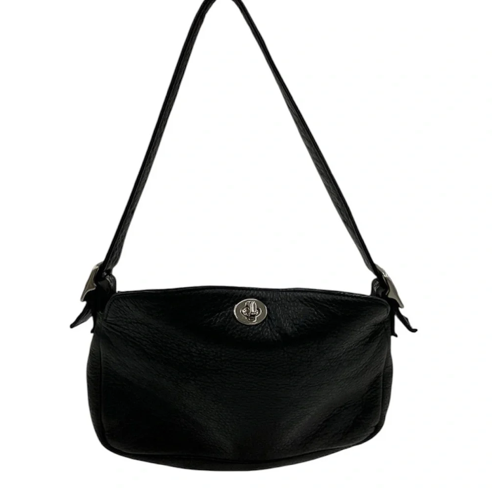 Libaire Limited Edition 2006 Y2K Black Leather Shoulder Bag Silver Accents